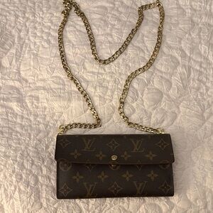 Louis Vuitton Brown Monogram Crossbody with Gold Chain